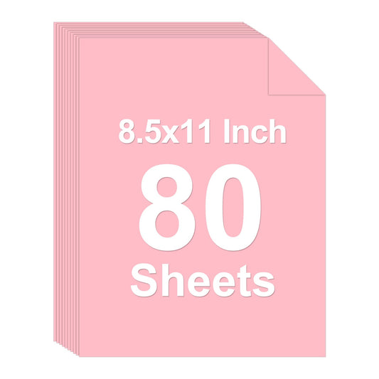 80 Sheets Colored Cardstock, 8.5 x 11 Construction Paper, Pink Card Stock Paper, Cardstock Printer Paper for Halloween,Mothers Day, Christmas, Wedding Invitations, DIY Cards, Photo, Art and Crafts