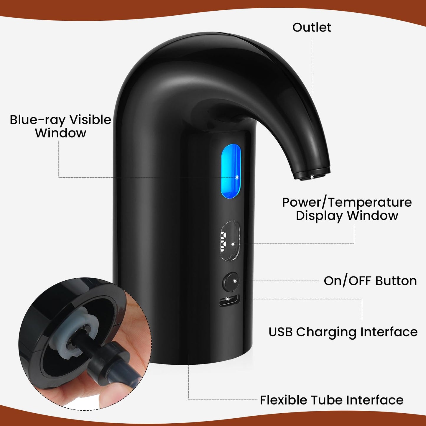 BLUBYEES Electric Wine Aerator, Decanter & Dispenser – USB Rechargeable, Gift for Christmas, Housewarming, Birthday, Wedding, Anniversary, and Retirement, Ideal for Wine Lovers, Men and Women