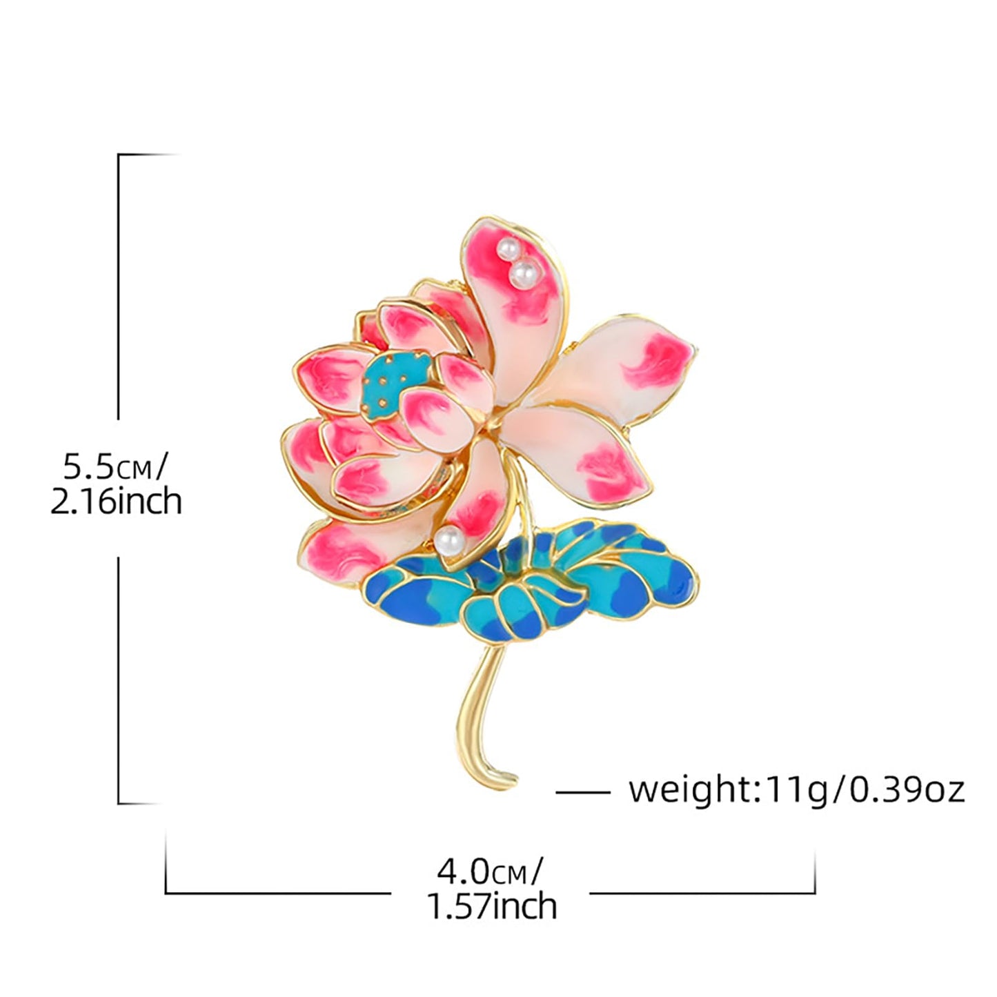 Enamel Lotus Flower Brooch Pin Vintage Pearl Flower Brooch Lapel Pin Jewelry Thanksgiving Day Mother's Day Wedding Gifts for Mom Wife