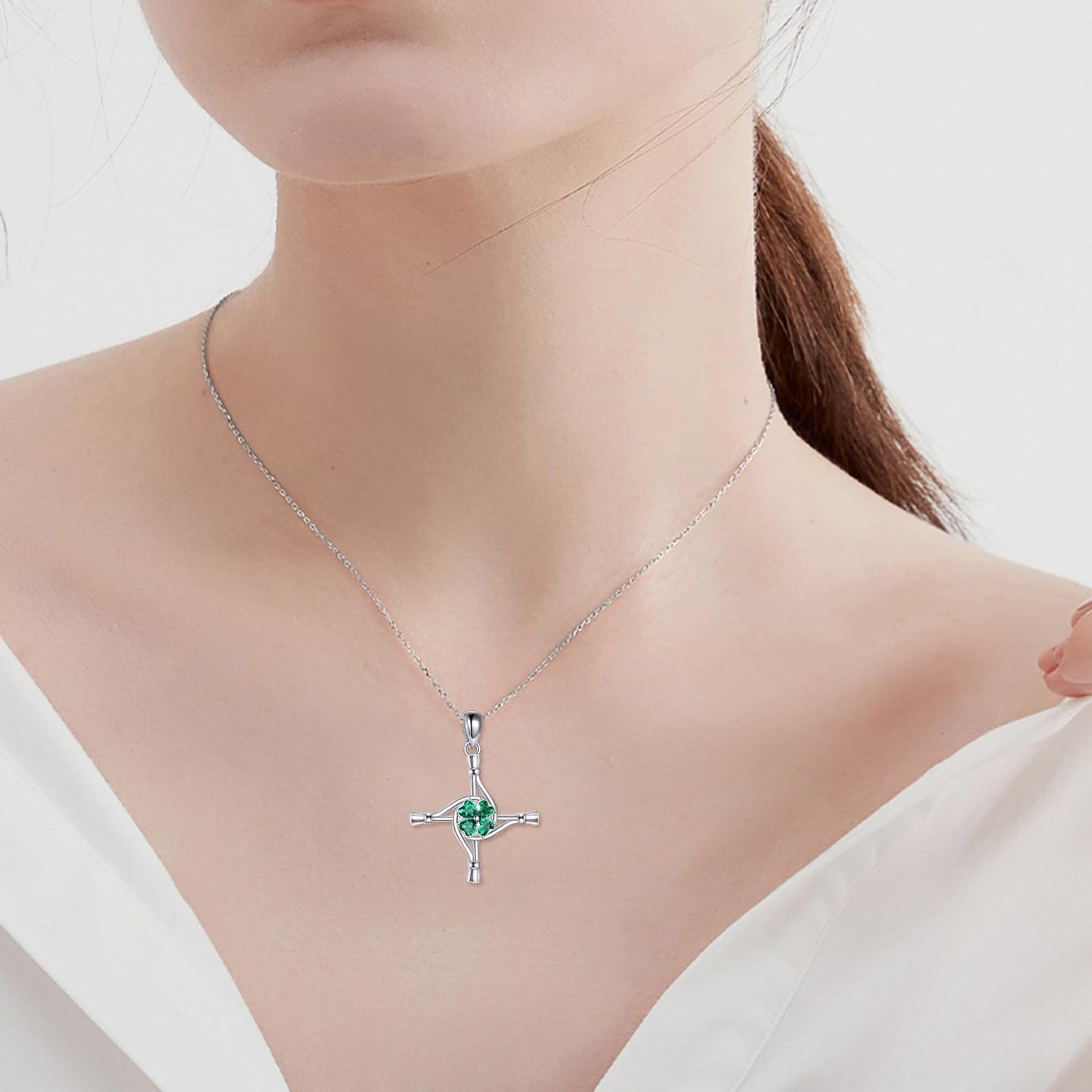 YFN St Bridgets Cross Necklace Sterling Silver Saint Brigid Cross Pendant Necklace Irish Jewelry for Women Irish Gifts