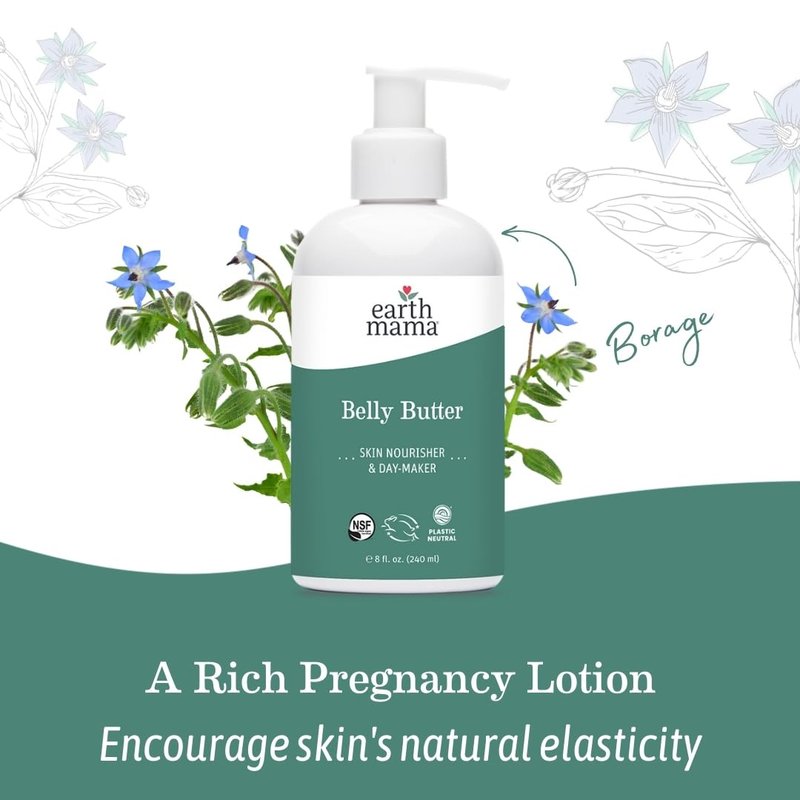 Earth Mama Belly Butter, Maternity Moisturizer for Dry Skin | Lotion for Pregnancy and Postpartum Recovery Self Care, Body Cream with Aloe, Fragrance Free, 8-Fluid Ounce (2-Pack)