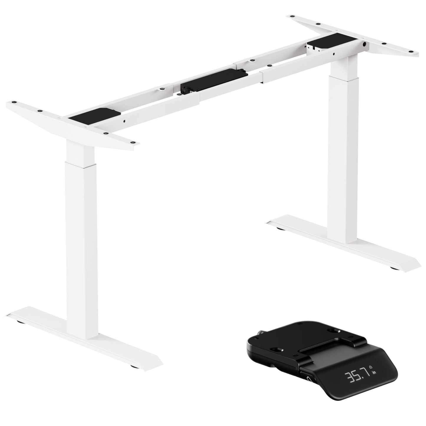Standing Desk Frame 2 Stages with Smart Paddle Controller.Gyroscope Sensitive to collisions.Heavy Duty Adjustable Desk Frame for 40 to 72 inch Table Tops,Dual Motor,Load 275 lbs.White