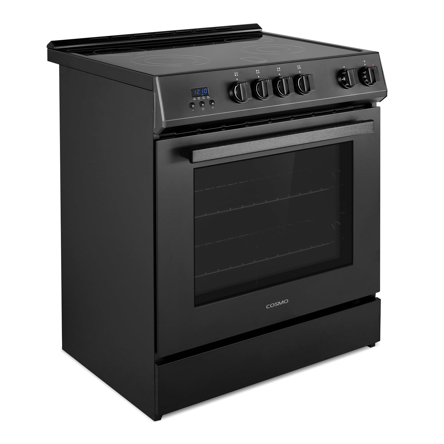 COSMO COS-ERD304K-BK 30 in. Stellar Collection 4.9 cu. ft. Electric Range with 4 Burner Glass Cooktop and Convection Oven in Matte Black