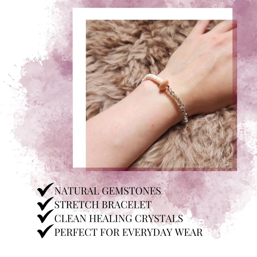 Handmade Jewelry: Crystal Bracelets for Women with Natural Gemstones - Boho Gifts by IMEL Studio (Delicate Coral Moon for consciousness and intuition)