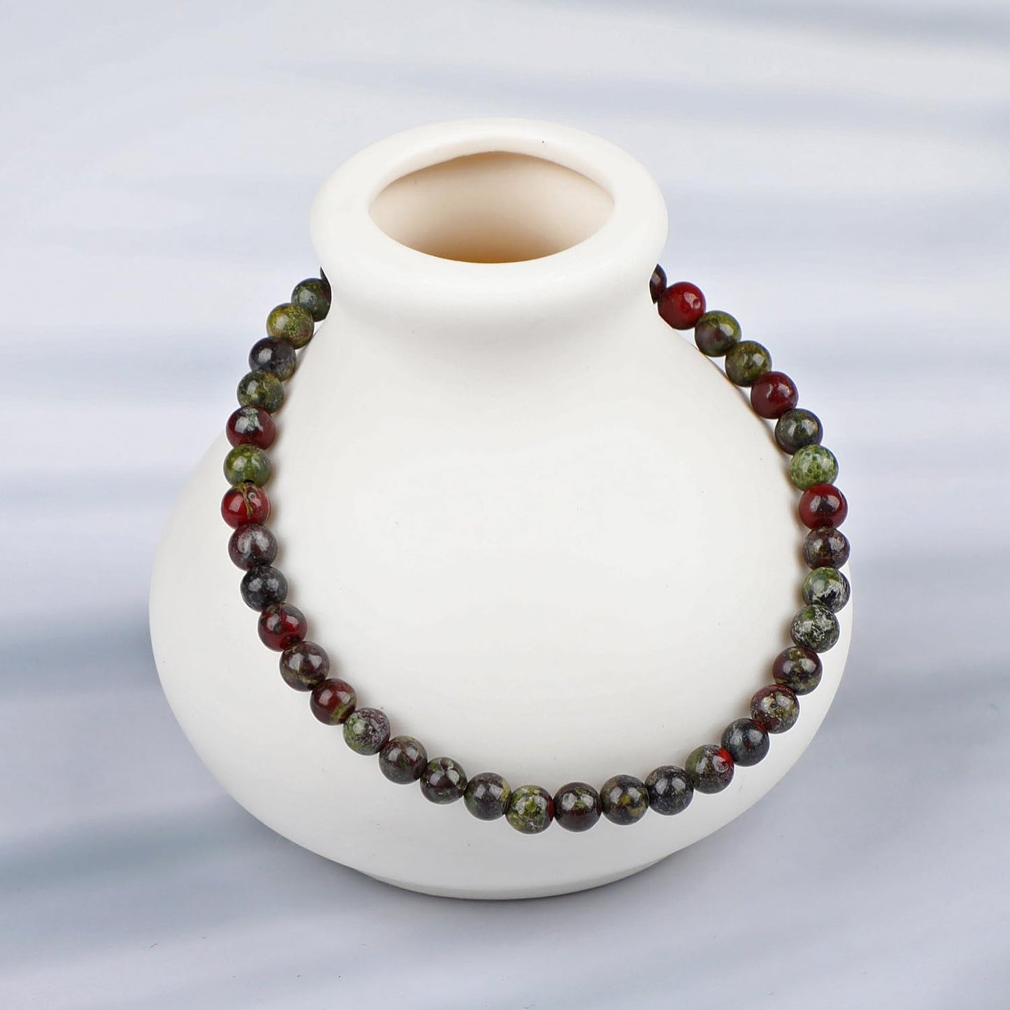 LPBeads Handmade Natural Gemstone Stretch Elastic 4mm Dragon Bloodstone Bracelet Healing Crystal Round Stone Beads Jewelry Gifts for Women Men