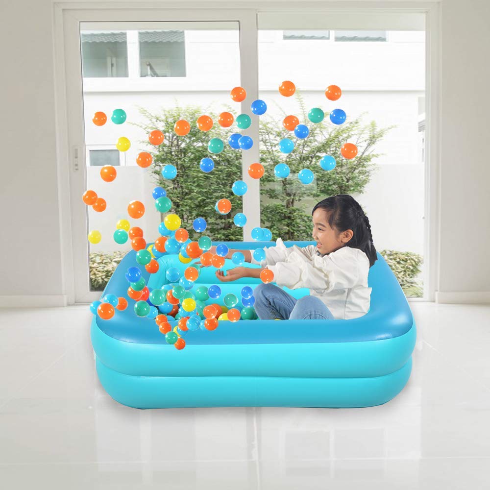 HIWENA Kiddie Pool, 45x35x14inch Green Inflatable Kids Swimming Pool with Fast Valve, Repair Patch & Drain Plug, Summer Water Fun Bathtub & Ball Pit for Kids