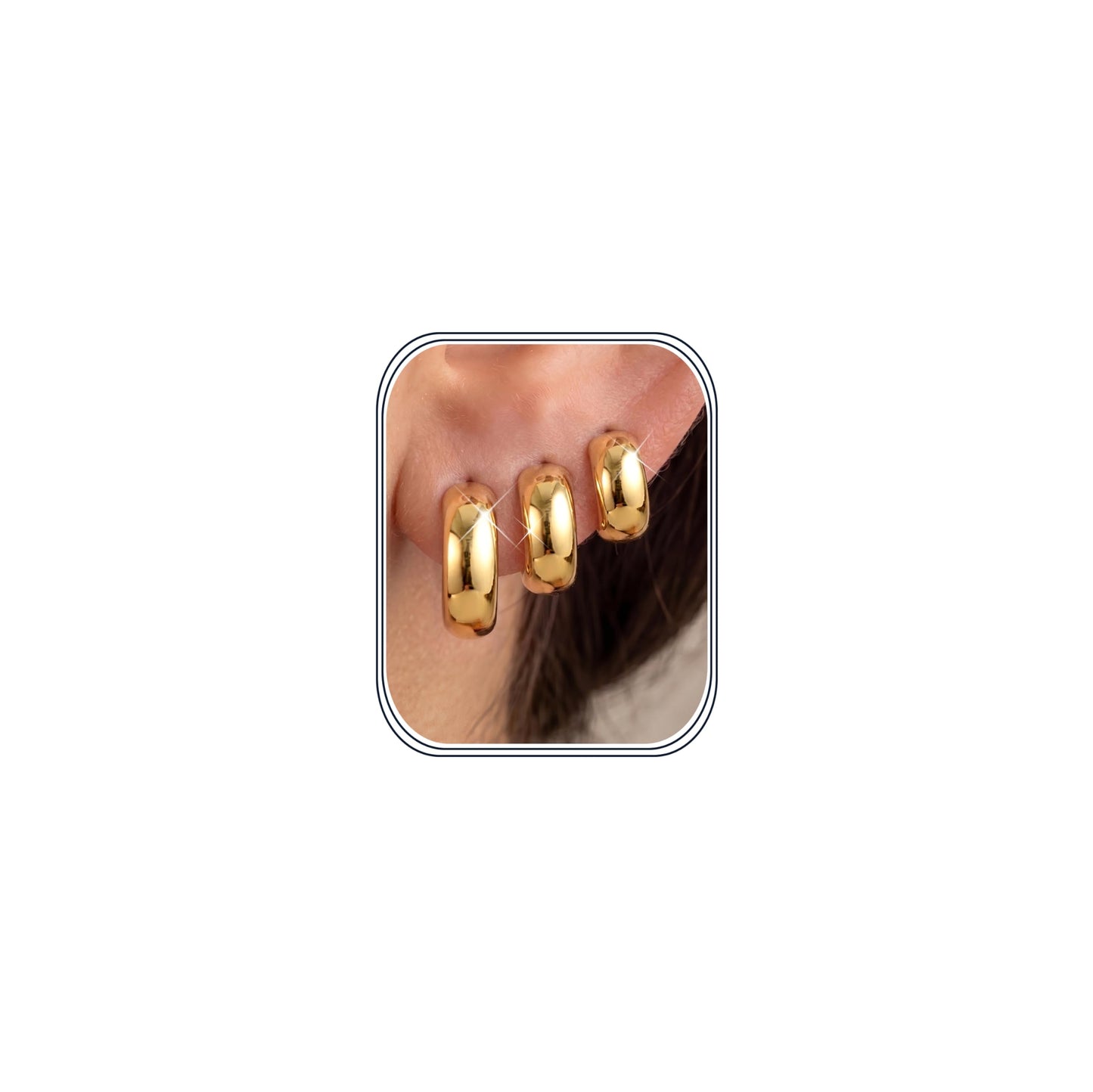 MILACOLATO 3Pairs 14K Gold Filled Hoop Earrings Set for Women Trendy Sterling Silver Post Small Chunky Hoop Earring Hypoallergenic Thick Huggie Hoop Earrings Stacks for Multiple Piercing Lightweight