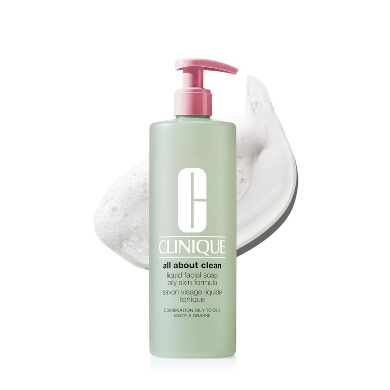 Clinique All About Clean Liquid Facial Soap | Gentle Face Cleanser For Oily Skin | Type 3 & 4 Face Wash | Step 1 in 3-Step Skin Care Routine, 13.5 Fl Oz