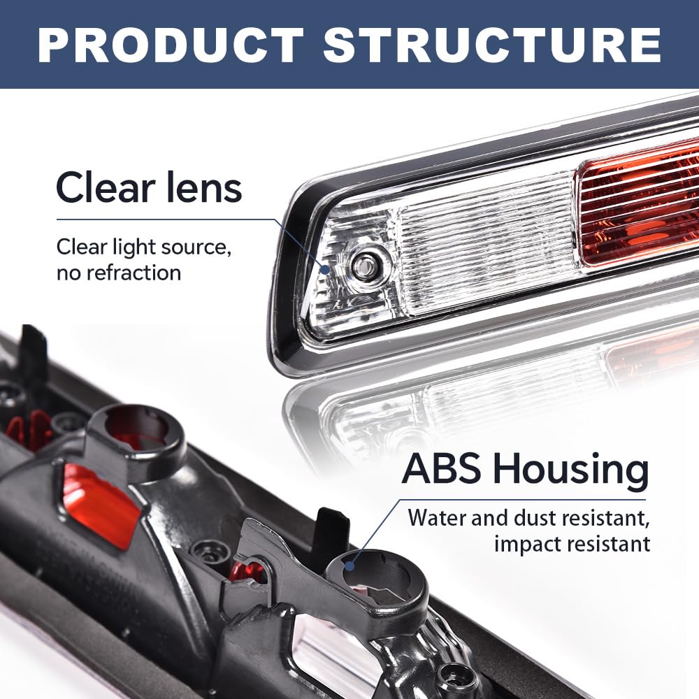 PIT66 Clear 3rd Third Brake Light, Compatible with Ford F150 Truck 2009 2010 2011 2012 2013 2014, High Mount Stop light Tercera luz de freno