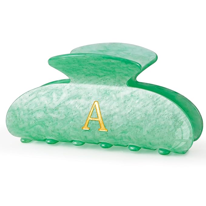 Christmas Gifts for Women Teen Girls - Stocking Stuffers Cute Hair Clips Initial Claw | Birthday Gifts | Bridesmaid Gifts | Preppy Trendy Stuff Personalized Hair Claws Accessories - Green,A