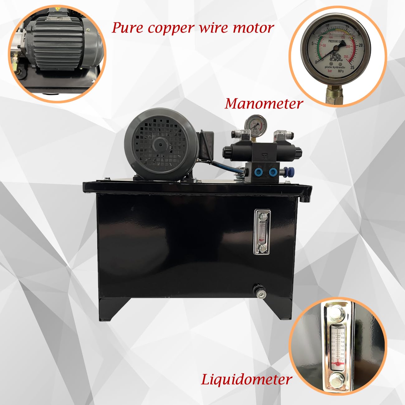 HQHAOTWU Small Hydraulic Station Gear Pump 220V Electric Hydraulic Pump Unit with 60L Tank Capacity, 5.8L/Min Rated Flow