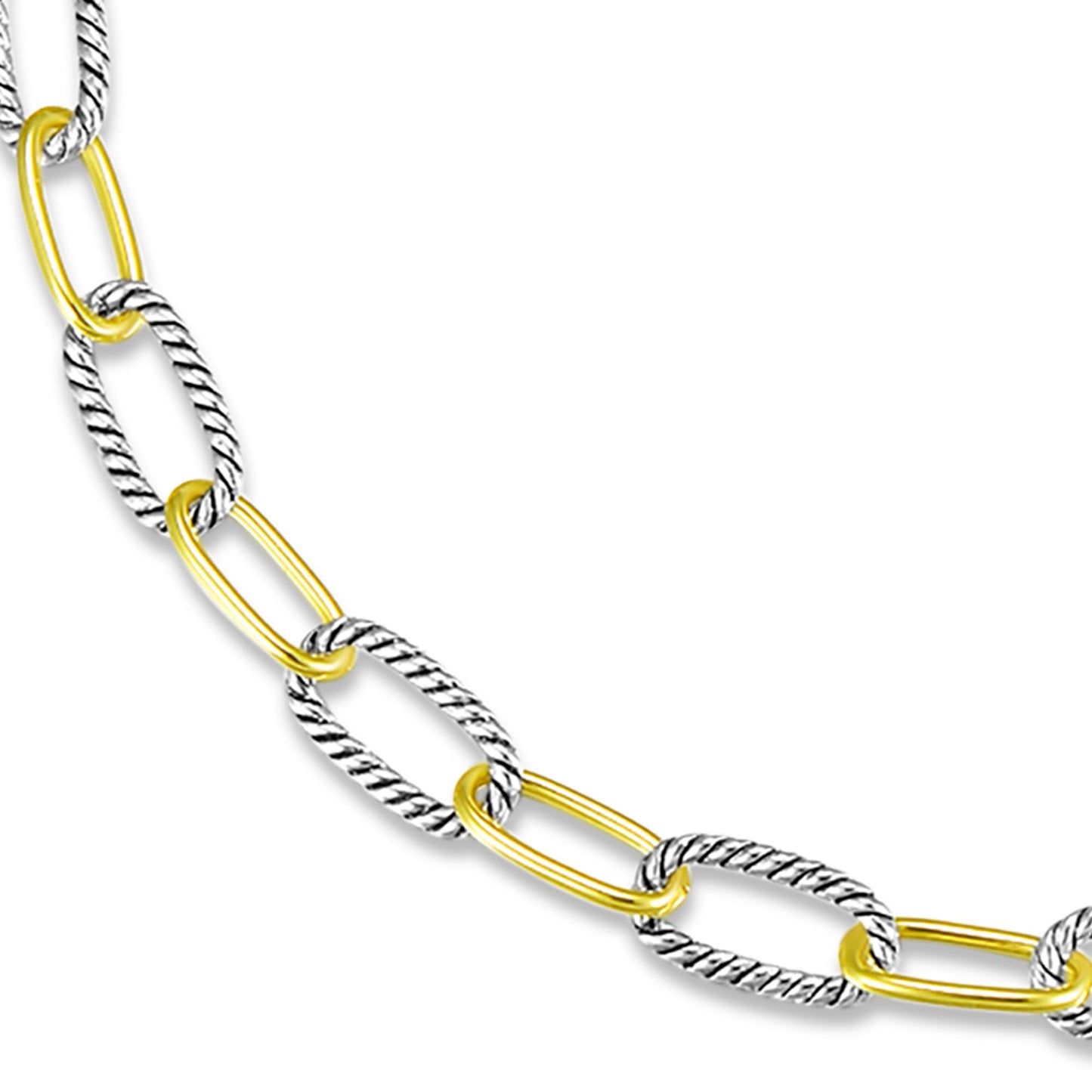 UNY JEWEL Twisted Cable Wire Paper Clips Link Chain Necklace Two Tone Designer Brand Inspired Look Alike Women Jewelry Valentine Christmas Gift Two Tone