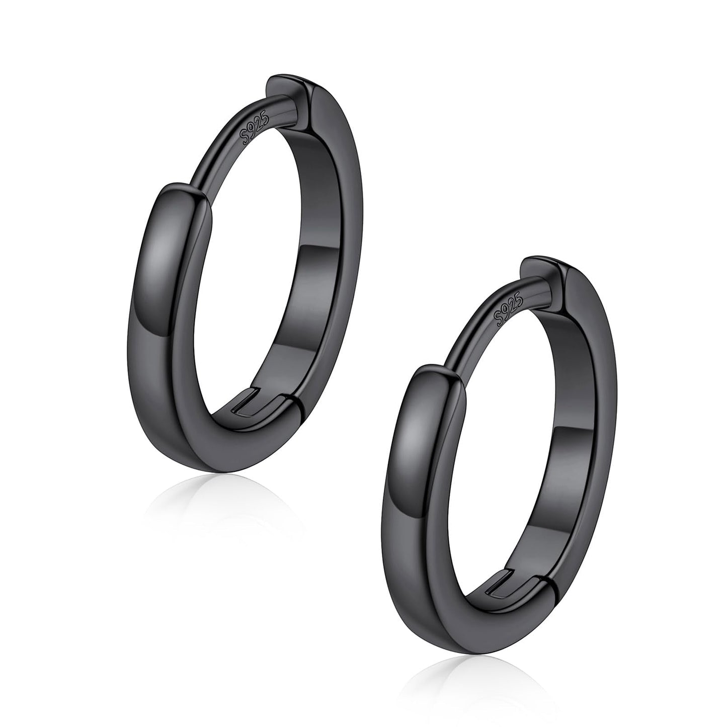 FaithHeart Hoop Earrings for Women, Black Hypoallergenic Huggie Hoop Earrings, Small Cartilage Earrings for Women 8mm, Send Gift Box