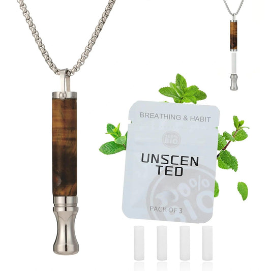 AD ADASTONE Breathing Necklace for Anxiety Relief Breathlink Anti Smoking Necklace Stop Smoking Aids Quit Vaping Tools for Smoking Cessation Fum Vaporless Inhaler for Natural Calm Stress Relief