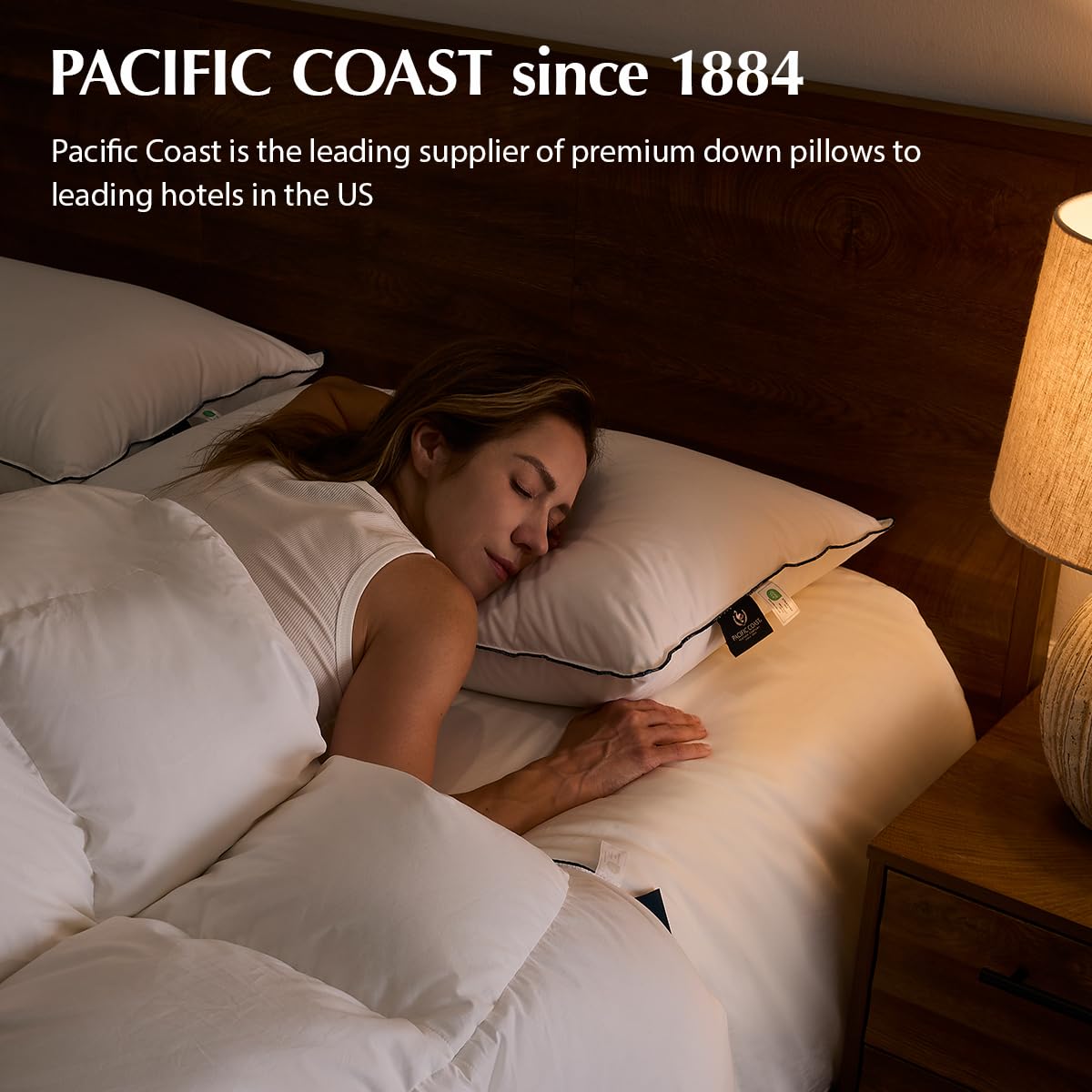 Pacific Coast White Goose Down Fiber Pillows, Bed Pillows for Back, Stomach and Side Sleepers, King Size Pillows Set of 2, Hotel Collection, Fluffy, Medium