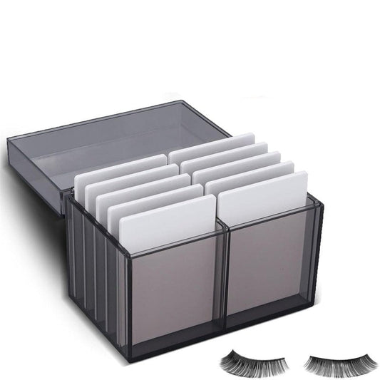 Eyelash Box Eyelash Extension Storage Case Organizers, 10 Layers Acrylic Eyelash Storage Box with Magnetic Bottom, False Eyelashes Glue Pallet Holder Display, Lash Extension Grafting Tool (Tea