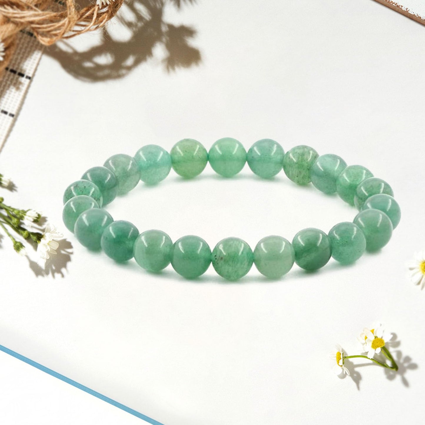 HONYUEYIM Handmade Purification Bracelet,St Patricks Day Gift Chakra Healing Bracelet Stress Relief Healing Crystal Bracelet,8mm Emerald Bracelet for Women Men(8mm, Green Aventurine)