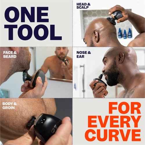 Freebird FlexSeries™ Shaving Kit with Pre Shave Oil - Fast, Smooth, Water-Resistant Electric Head Shaver with 5 Flexible Blades and Sandalwood Oil, USB Rechargeable, Ideal for Bald Men and Women