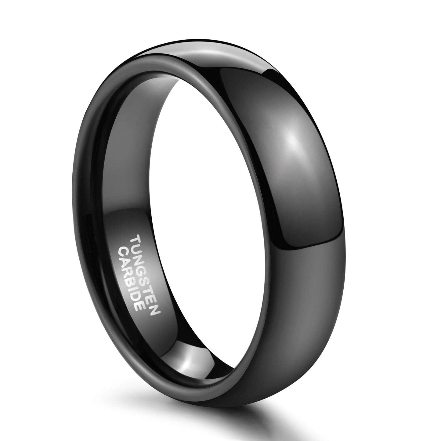 TRUMIUM 6mm Black Tungsten Ring for Men Women High Polished Comfort Fit Wedding Band Size 12