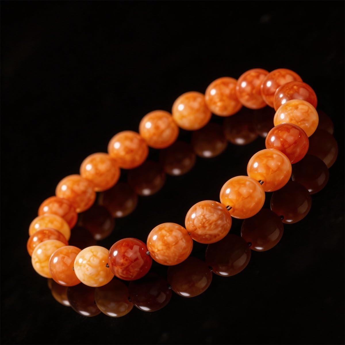 Natural Orange Calcite Bracelet for Women, Sun Stone Healing Crystal Adjustable Stretchy 8mm Round Beads Bracelets Reiki Chakra Man Jewelry Gifts (Orange Calcite 2Pcs)
