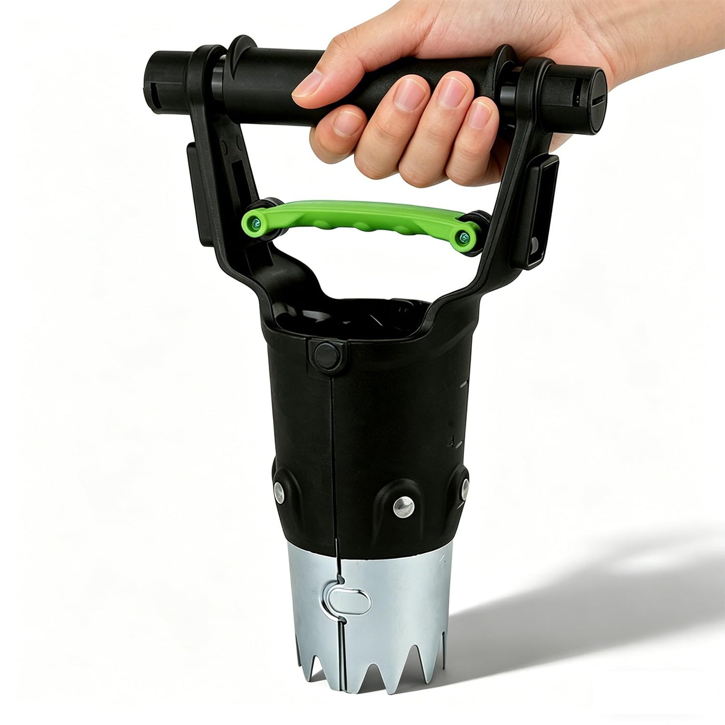 H HUGELEAF Garden Bulb Planter Tool 1-5 Inch Depth, Heavy Duty Galvanized Steel with Serrated Edge & Comfort Grip Handle for Planting Tulip Daffodil Dahlia Onion