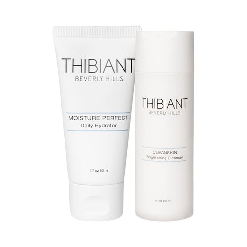 Thibiant Beverly Hills CleanSkin 6.07 Oz and Moisture Perfect 1.7 Oz Bundle | Brightening Cleanser, Facial Wash Cleanses, Exfoliates and Hydrates Skin | Hydrating Moisturizer and Anti Aging Face Cream