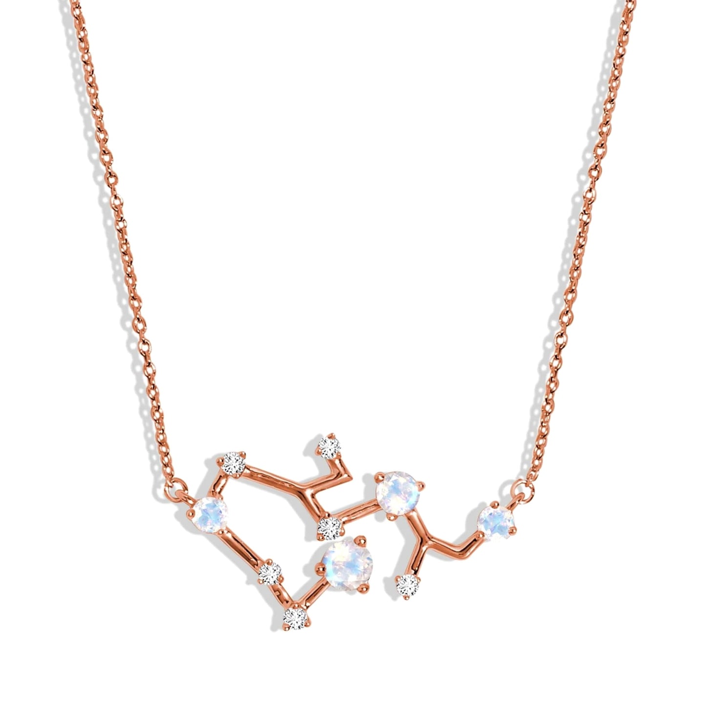 Moon Magic Moonstone Necklace - Sagittarius Zodiac Constellation / 925 Sterling Silver - 18k Rose Gold - Yellow Gold Rainbow Moonstone Necklaces for Women/Authentic Rainbow Crystal Jewelry