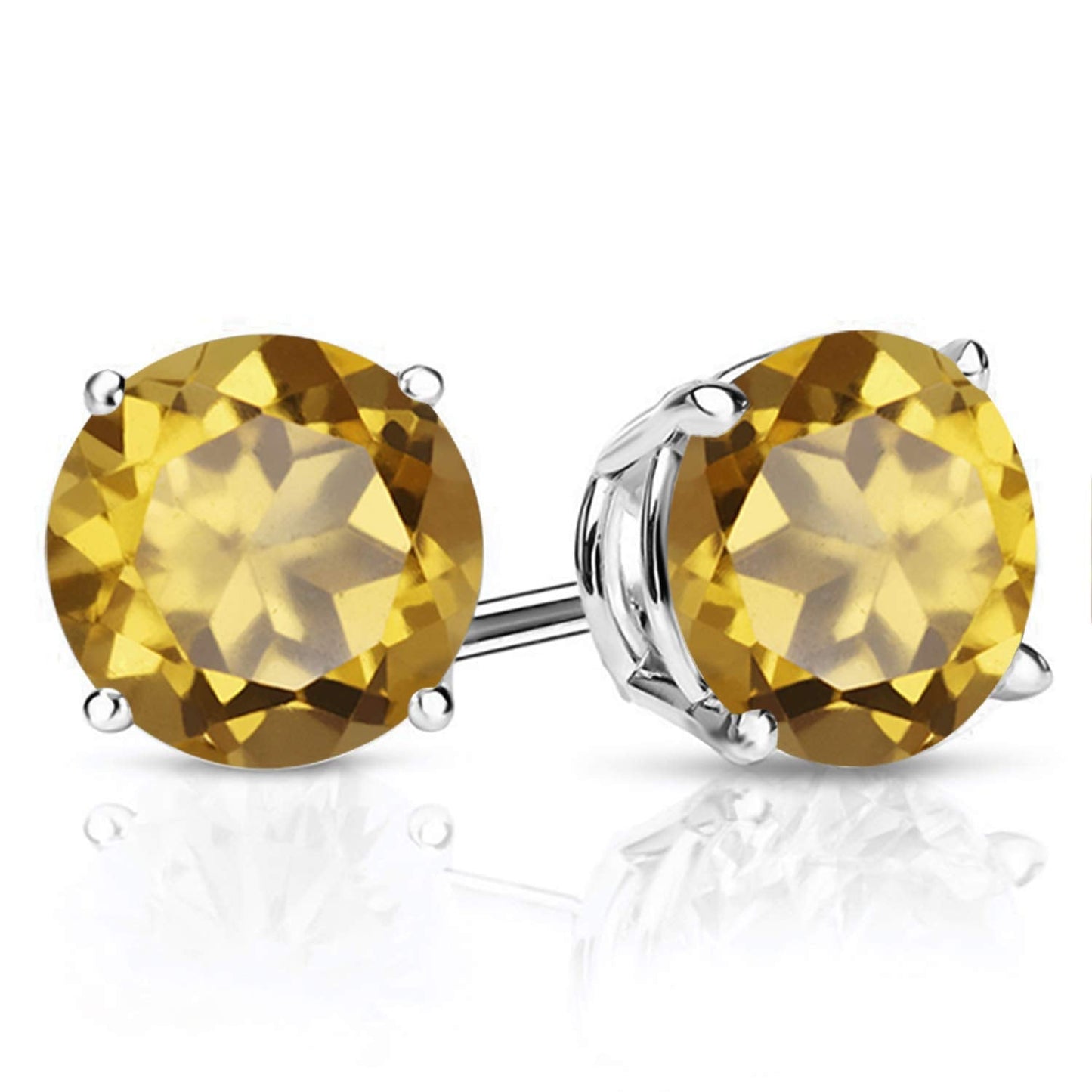 Gem Stone King 2-4 Cttw Round Gemstone Birthstone Stud Earrings For Women Men | 925 Sterling Silver | Round 7MM | Fine Jewelry Gifts for Women Her Mom Wife Men | Champagne Quartz