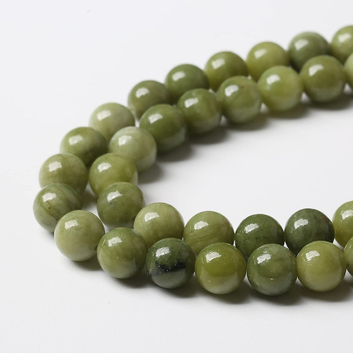 Natural Chinese Green Jade Beads Gemstone Round Loose Beads for Jewelry Making DIY Bracelet Necklace 10mm 36pcs 15" Inch