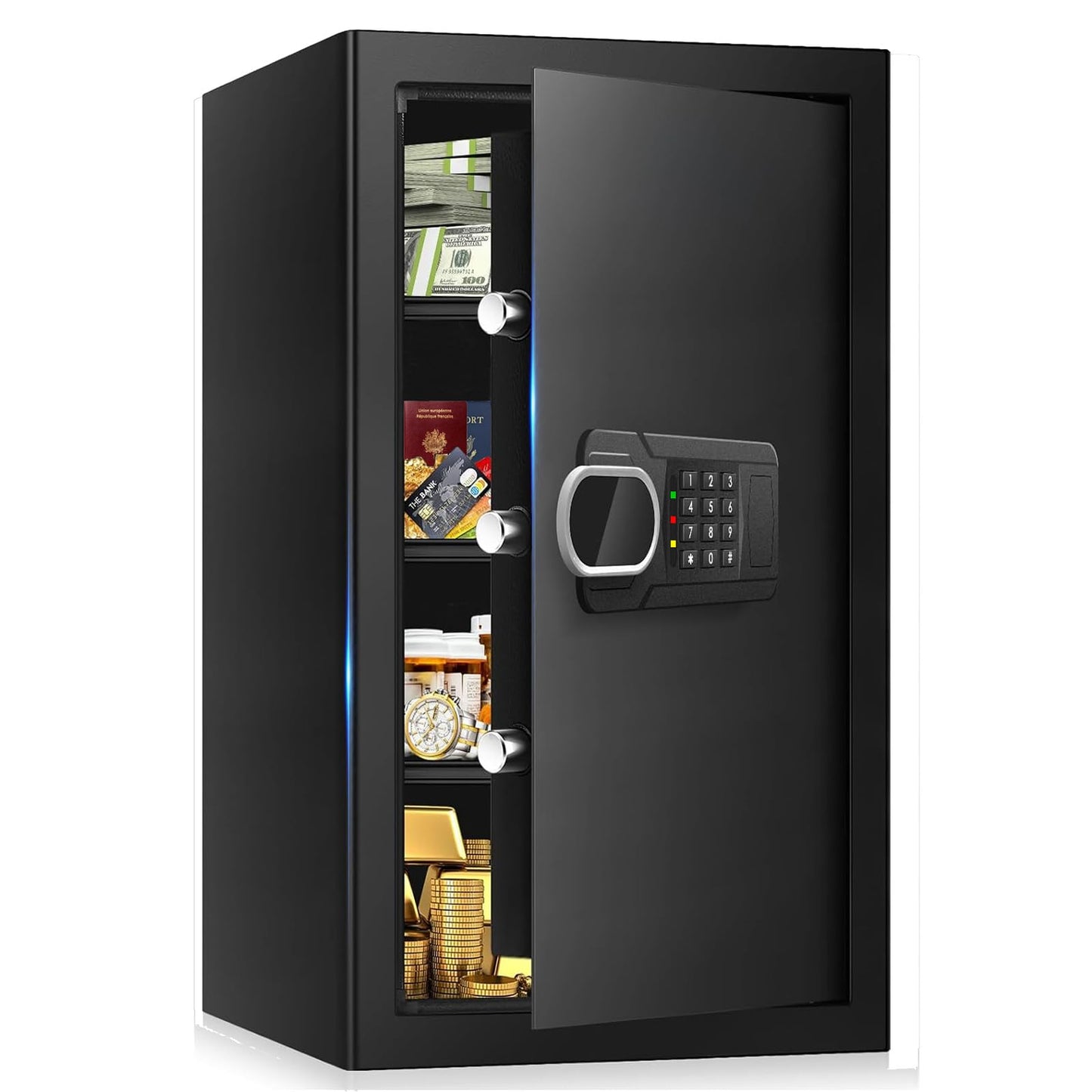 6.0 Cuft Large Fire and Waterproof Safes for Home, Anti-theft Fireproof Lock Box with Digital Keypad, Removable Shelves and Alert System, Personal Fire Proof Safe for Home Documents Valuables