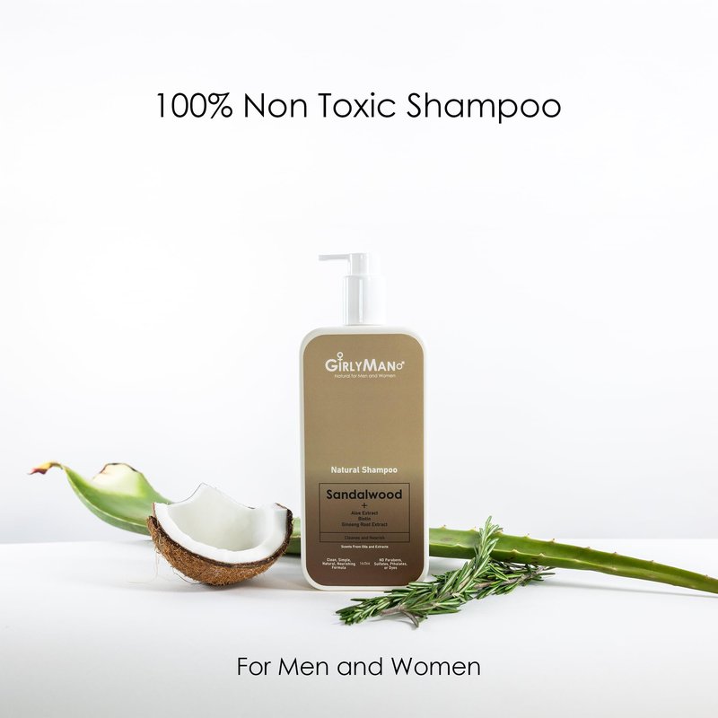 Natural Non Toxic Shampoo-Made with Olive Oil, Argan Oil, & Biotin, No Artificial Fragrance, Nourishing Ingredients, For All Hair Types, Family Owned (Sandalwood)