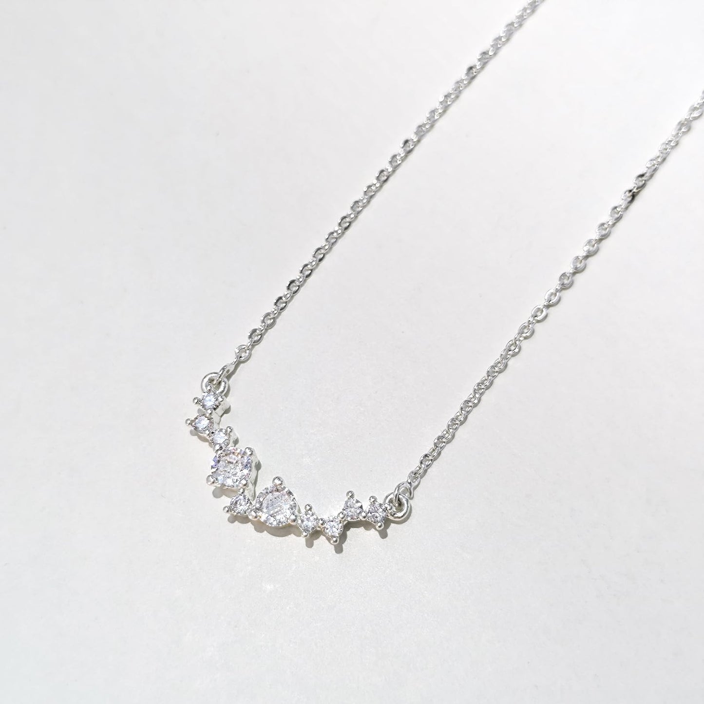 Zeffy Silver CZ Diamond Necklace for Women Dainty Small Cute Square Cubic Zirconia Splints Solitaire Pendant Necklace for women Jewelry for Women Gifts