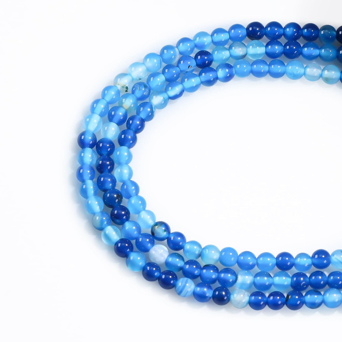 8mm Natural Gemstone Round Blue Stripe Agate Loose Beads for Jewelry Making Bracelets Necklace Earrings Art Craft (45-48pcs/strand)