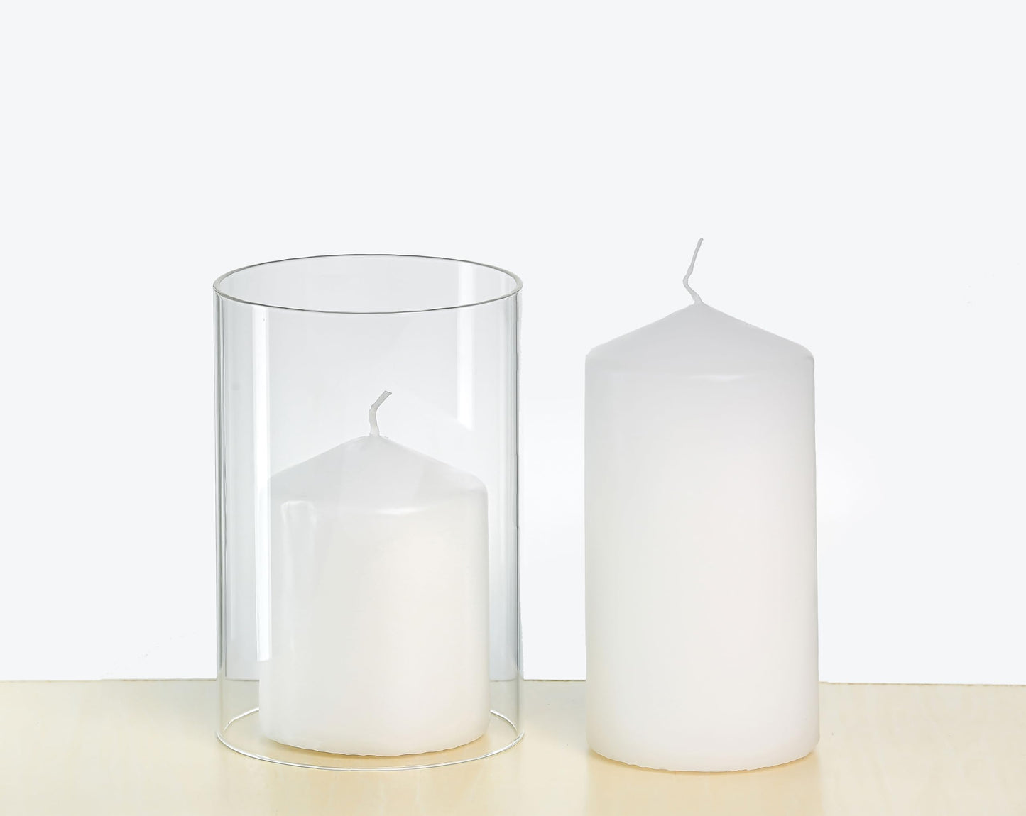 CYS EXCEL 6 PCS (H:6" D:4"") Open Ended Clear Glass Hurricane Candleholder Tube Lamp Shade Open Flame Candlestick Holder Chimney Tube Cover Bottomless Cylinder"