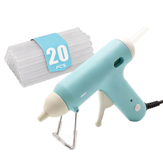 20W Fast Heating Hot Glue Gun, Anti-Drip No Drip Hot Melt Glue Gun with 20 Glue Sticks, 90s Quick Preheat Mini Glue Gun for DIY Crafts, School Projects, Home Repairs & Art Creation (Blue)