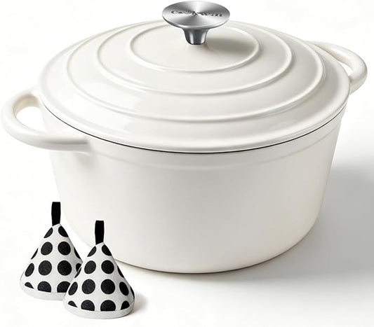 6 Quart Enameled Cast Iron Dutch Oven with Lid, Heavy-Duty And Non-Stick Cookware Pot for Braising, Stews, Roasting, Bread Baking - Oven & Stovetop Safe