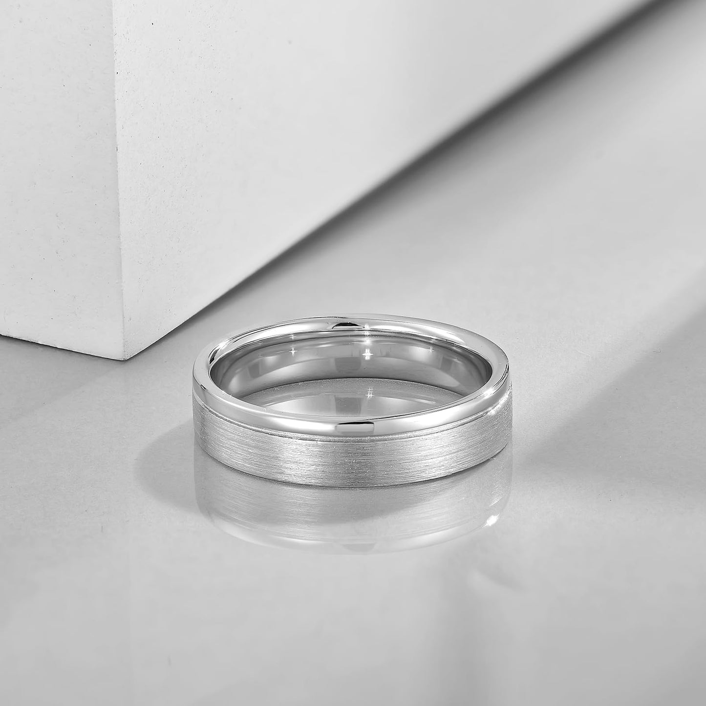 STARCHENIE Men's Wedding Band 925 Sterling Silver, 5MM, Brushed Matte Finish, Comfort Fit Band, Size 12