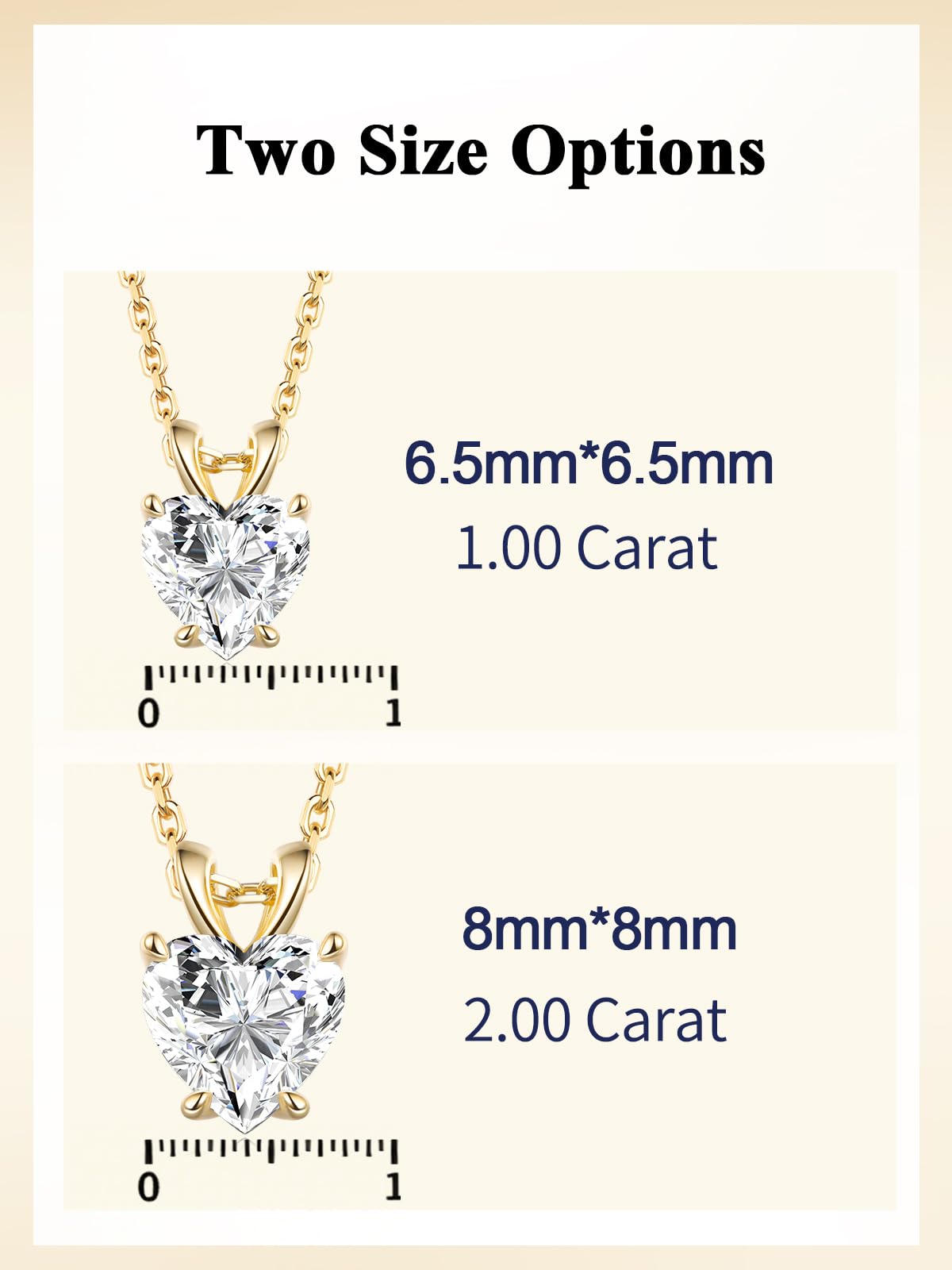 CYW Yellow Gold Plated Small Moissanite Heart Pendant Necklace for Women 925 Silver Cute Solitaire Necklace