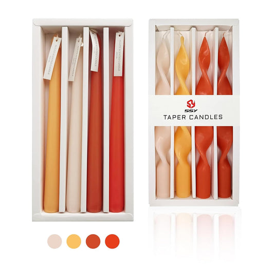 8pcs Spiral Taper Candle Long Candlesticks - Gedengni 10 INCH Colored Candle Stick Orange Twist Candlesticks Tapered Candles for Home Décor Weddings Festive Holiday