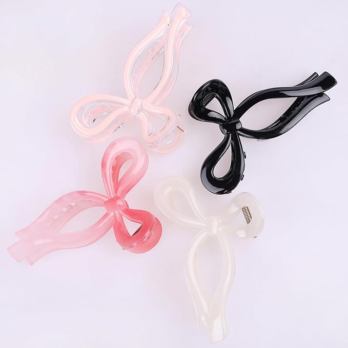 4 Pcs Bow Hair Clips Elegant Hair Claw Butterfly Hair Accessories for Girls Nonslip Butterfly Clips Hair Grips Styling Accessories for Women