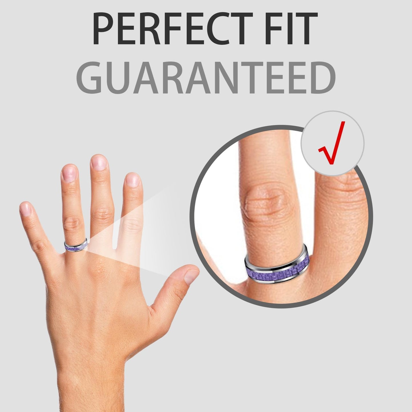 HJIMMNHONG New Carbon Fiber Fashion Rings Double Beveled Edge Delicate Polished Simple Stainless Steel Mens and Women Rings,8mm,Purple,Size 9