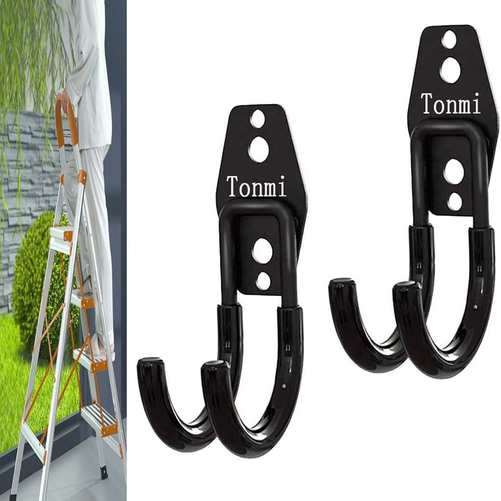 2Pcs Telescoping Wall Mount Ladder Hooks, Folding Step Stool Wall Mount Hooks, Household Engineering Ladder Hanger, Telescoping Ladder Hanger, for Garage or Shed Display & Storage Ladder Tool