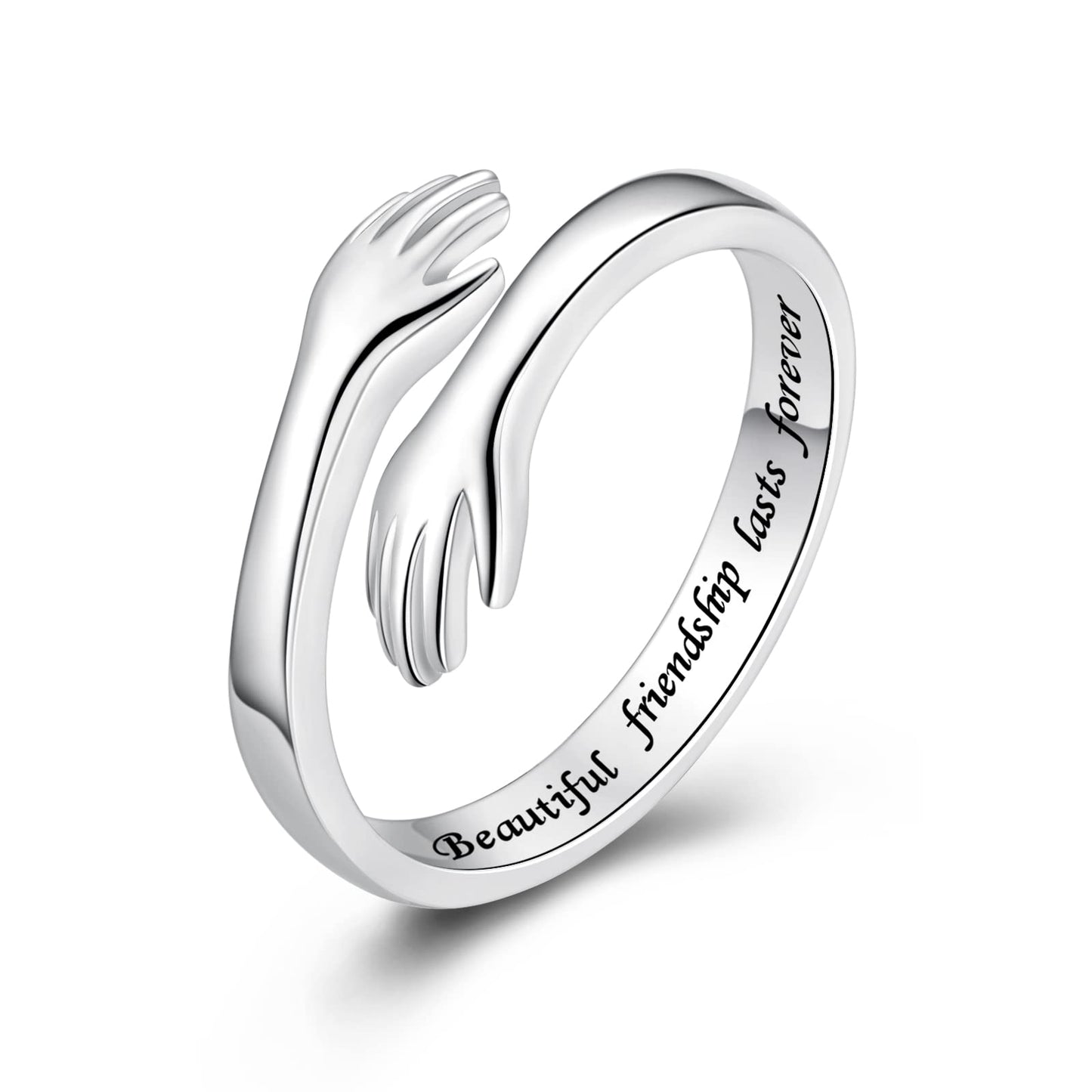 ACJFA 925 Sterling Silver Hug Ring for Women Teen Gilrs - Open Promise Ring Mothers Day Birthday Gifts for Daughters Mom Sister Wife Friends Grandma