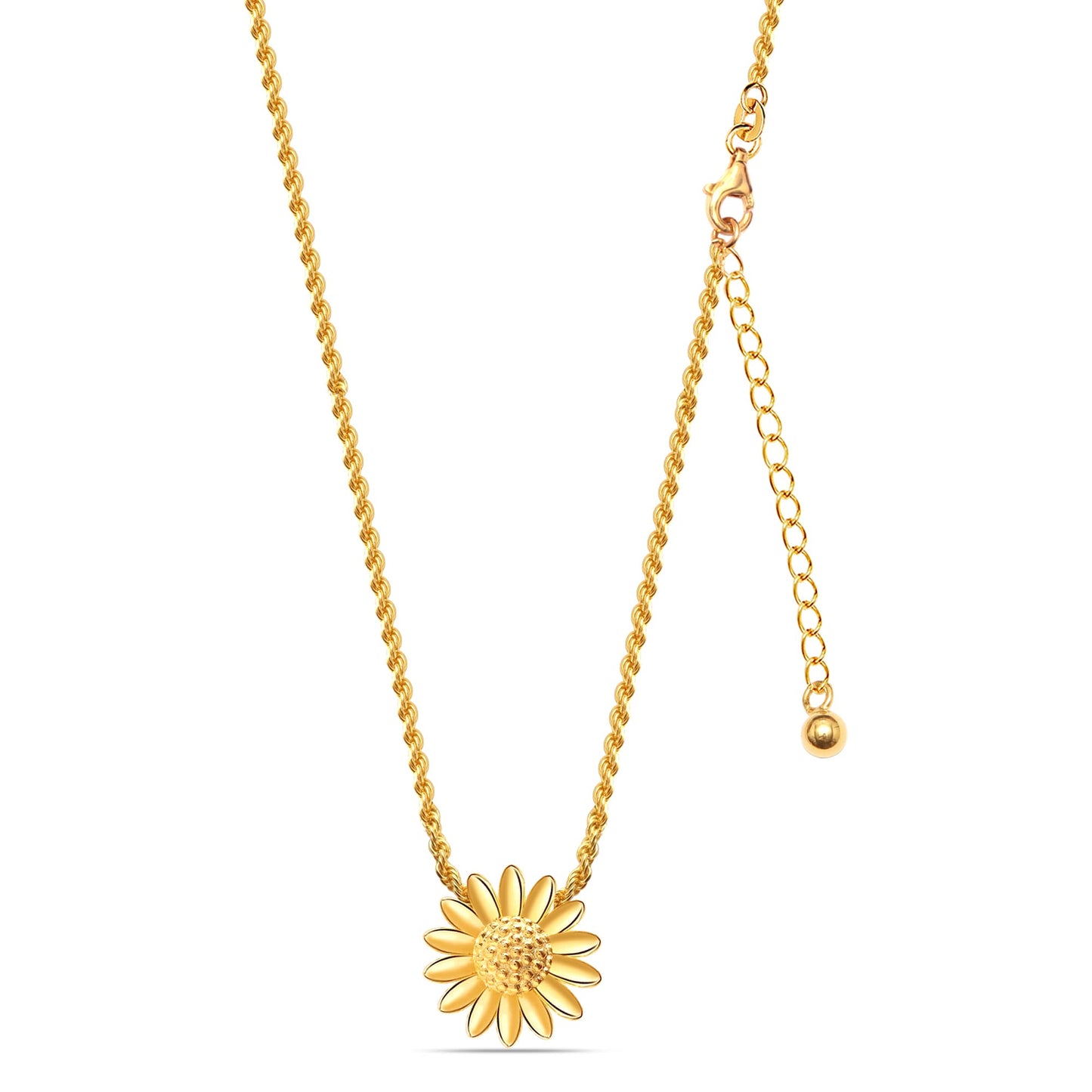 LeCalla 925 Sterling Silver 14K Gold-Plated English Daisy Sun Flower Pendant Necklace for Women