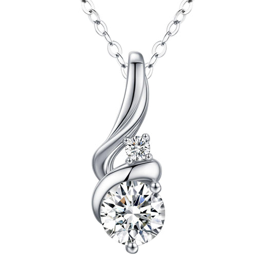 2 Carat Moissanite Necklace 925 Sterling Silver Jewelry AAAAA Cubic Zirconia Ribbon Pendant Necklace Best Gifts for Mom Women Girlfriend Grandma Friend Lover Her Wedding Birthday Anniversary Daily