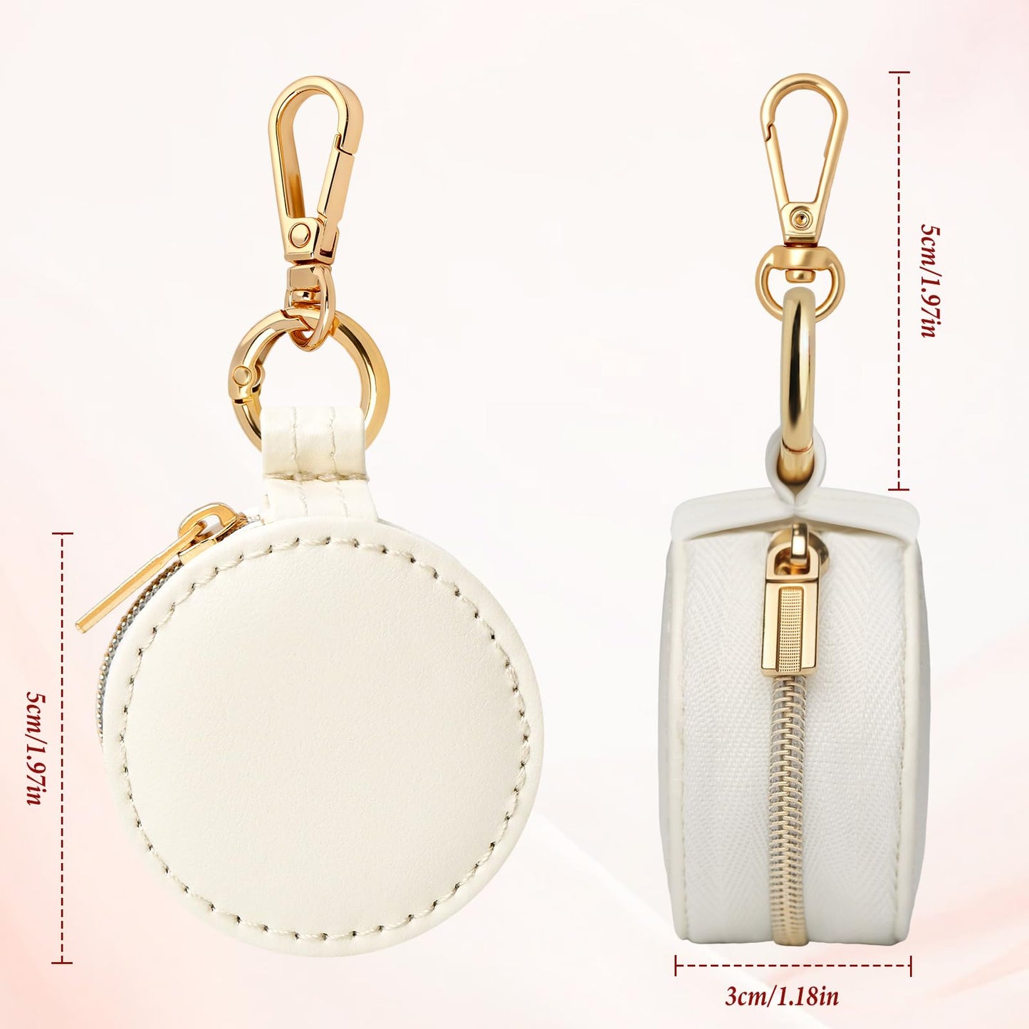 Aiokuo Travel Jewelry Box with Keychain – Mini Ring Holder and Jewelry Organizer Case for Women, Portable Compact Ring Box for Earrings, Necklaces & Travel Storage