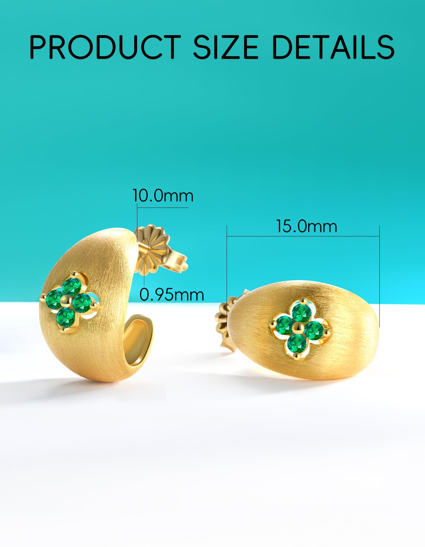 Timelesstar Four Leaf Clover Earrings for Women 14K Gold Hoop Earrings Moissanite Diamond 925 Sterling Silver Dainty Silver Hoop Earrings Gold Earrings