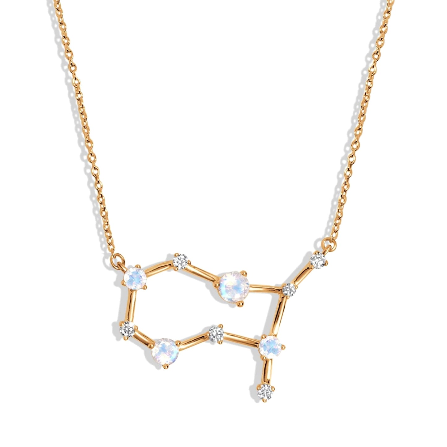 Moon Magic Moonstone Necklace - Gemini Zodiac Constellation / 925 Sterling Silver - 18k Rose Gold - Yellow Gold Rainbow Moonstone Necklaces for Women/Authentic Rainbow Crystal Jewelry