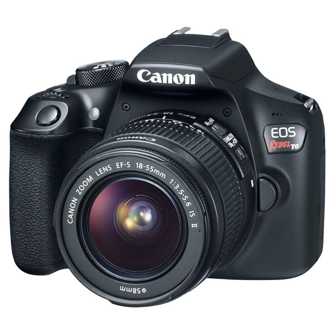 Canon EOS Rebel T6 Digital SLR Camera Kit with EF-S 18-55mm f/3.5-5.6 is II Lens, Built-in WiFi and NFC - Black (Renewed)