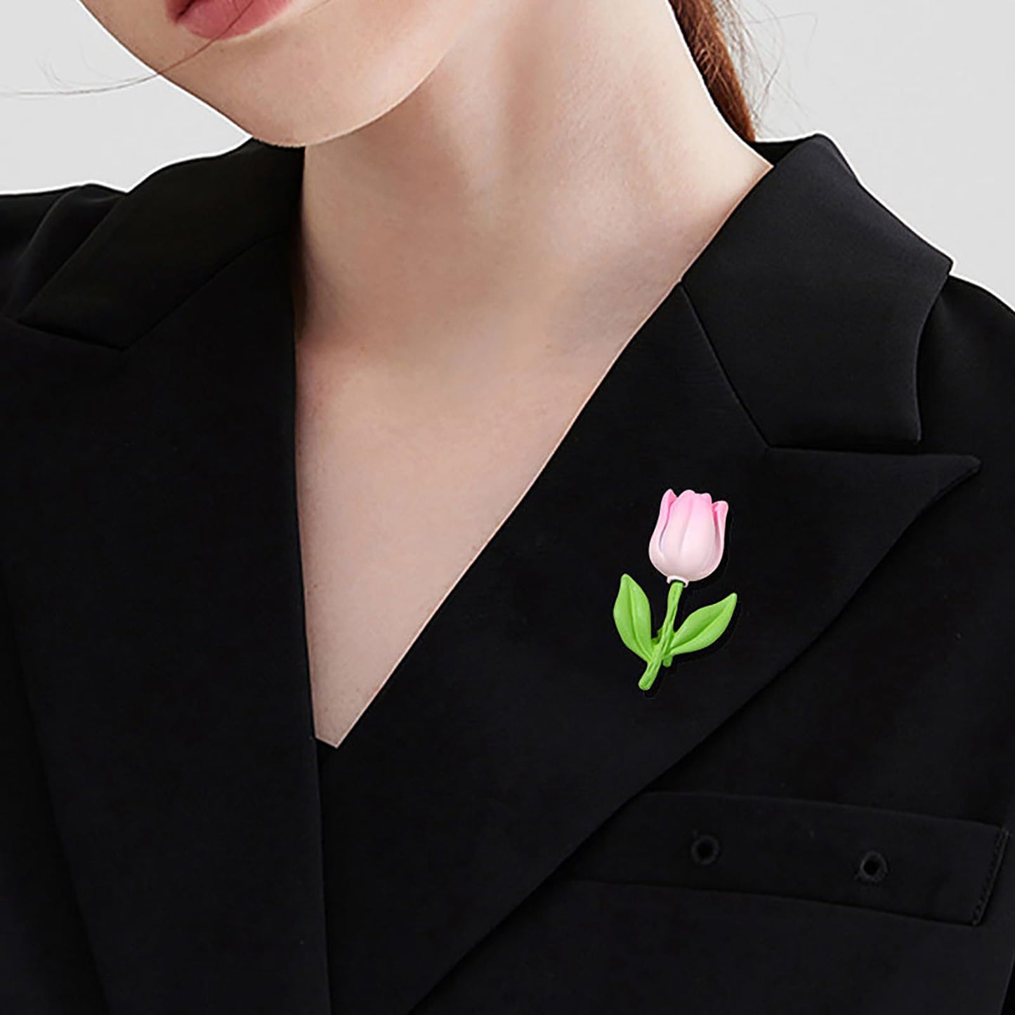 Pink Tulip Brooch Pin for Women Delicate Tiny Flower Brooch Delicate Tiny Flower Lapel Pin Suit Dress Accessory Mother's Day Wedding Birthday Party Jewelry Gift